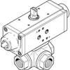 3-Way ball valve Series: VZBA Stainless steel/PTFE Pneumatic operated PN63 Internal thread (BSPP) 1/4" (8)